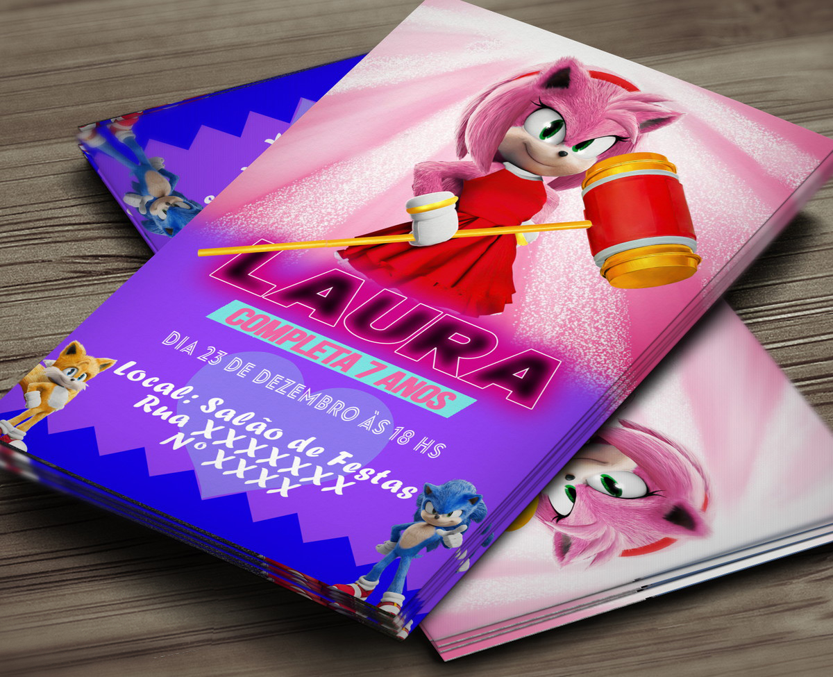 Convite Digital Amy Rose – Sonic – Montando a Sua Festa Oficial