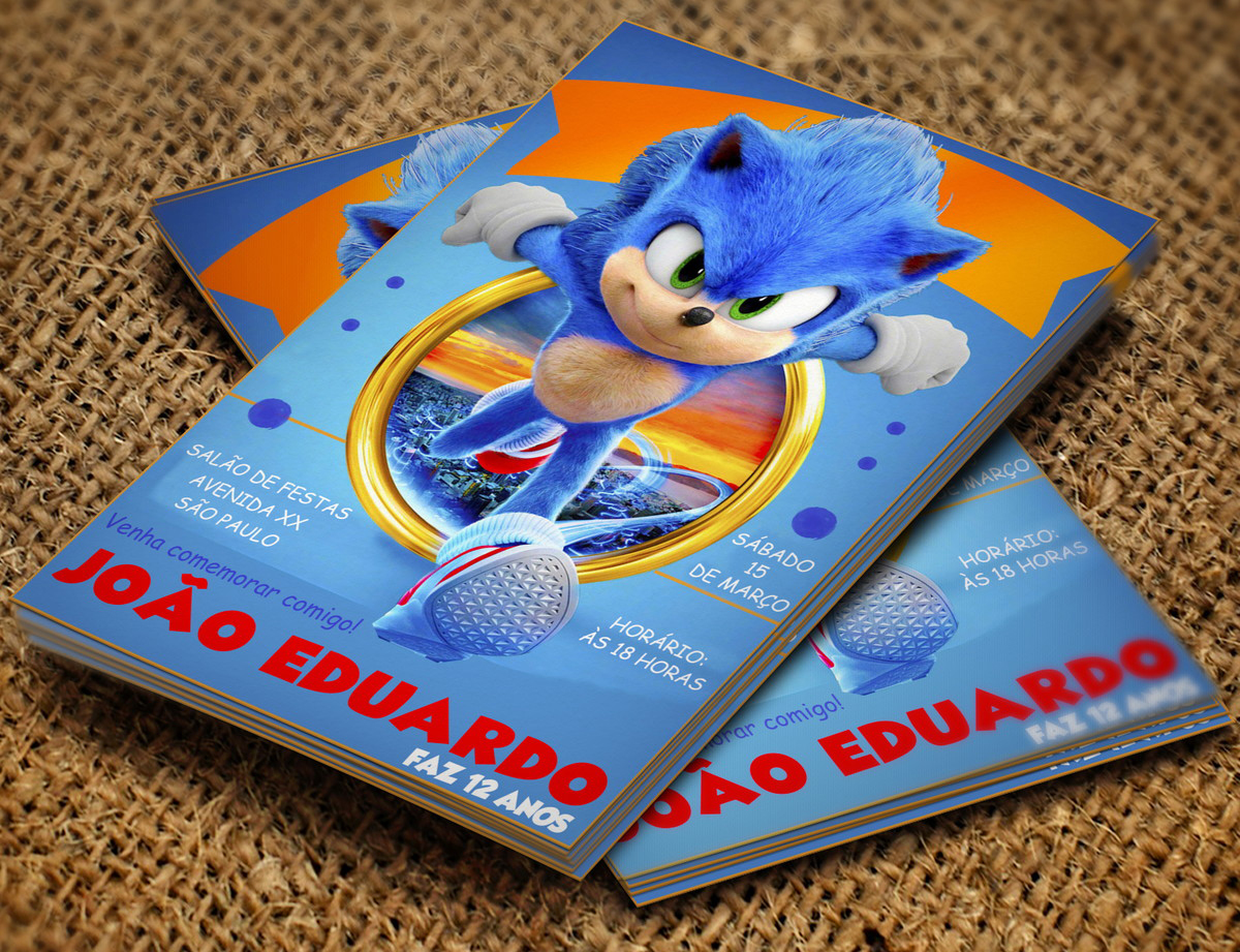 Criar convite de aniversário - Convite Sonic