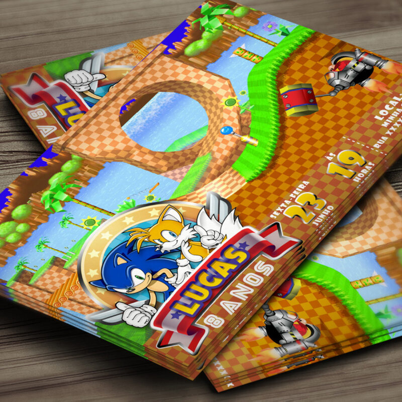 Convite interativo Gold tema: Sonic🤩 Nos siga para ver mais