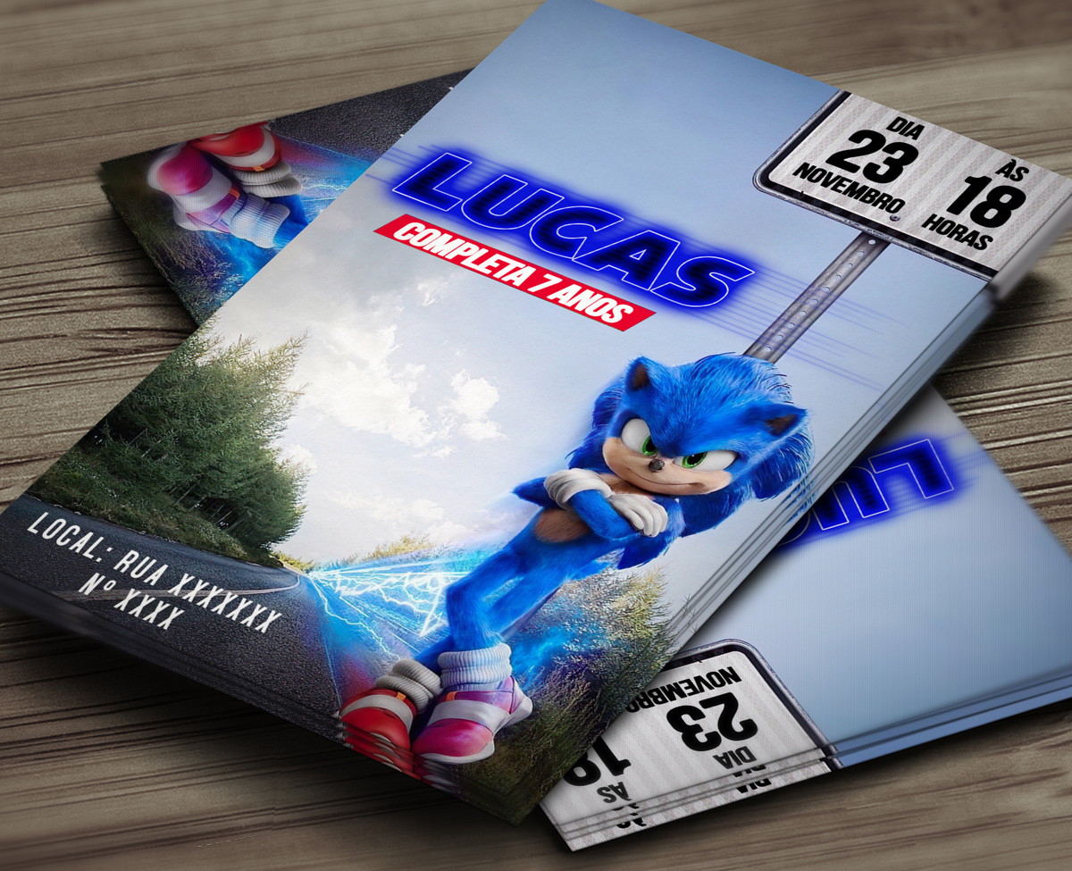 Convite Digital para Aniversário - Sonic - o Filme 2