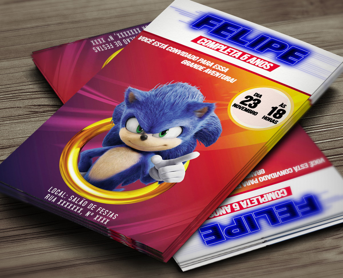 Convite Digital para Aniversário - Sonic - o Filme 2