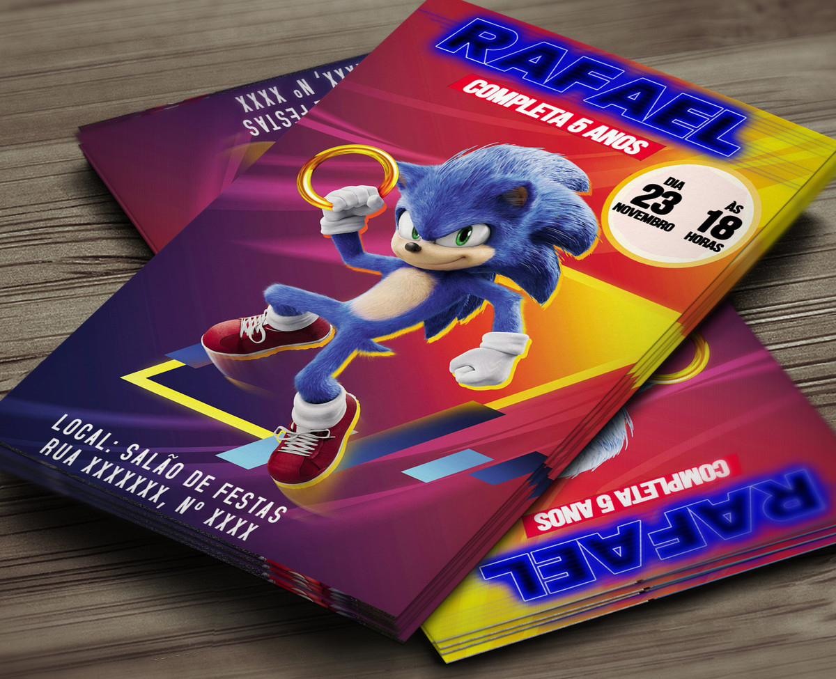 Convite Digital Sonic 2 O Filme – Sonic Amarelo – Montando a Sua Festa  Oficial