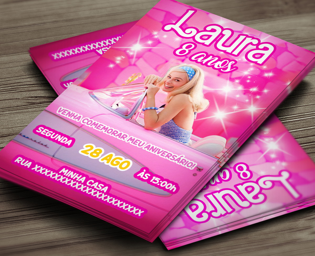 Convite Digital de Aniversário para Whatsapp Barbie