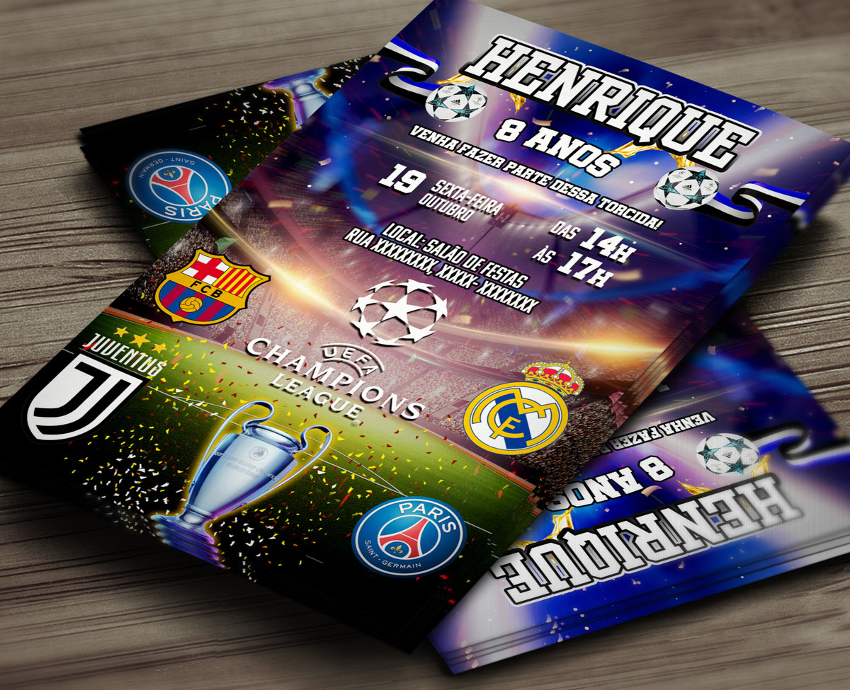 Convite Digital Champions League Montando A Sua Festa Oficial