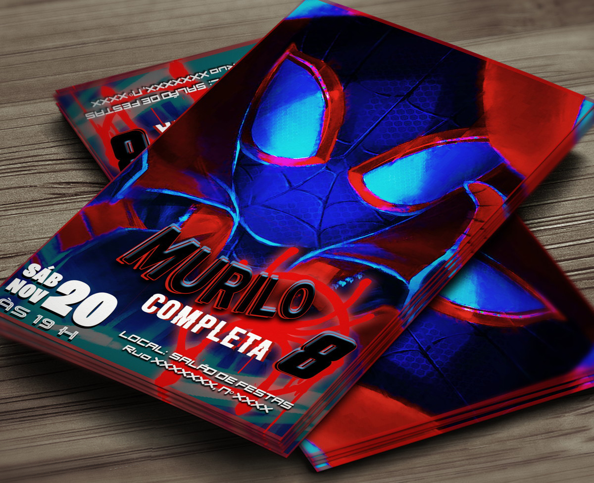 Convite Homem Aranha Digital Online Virtual Festa Whatsapp