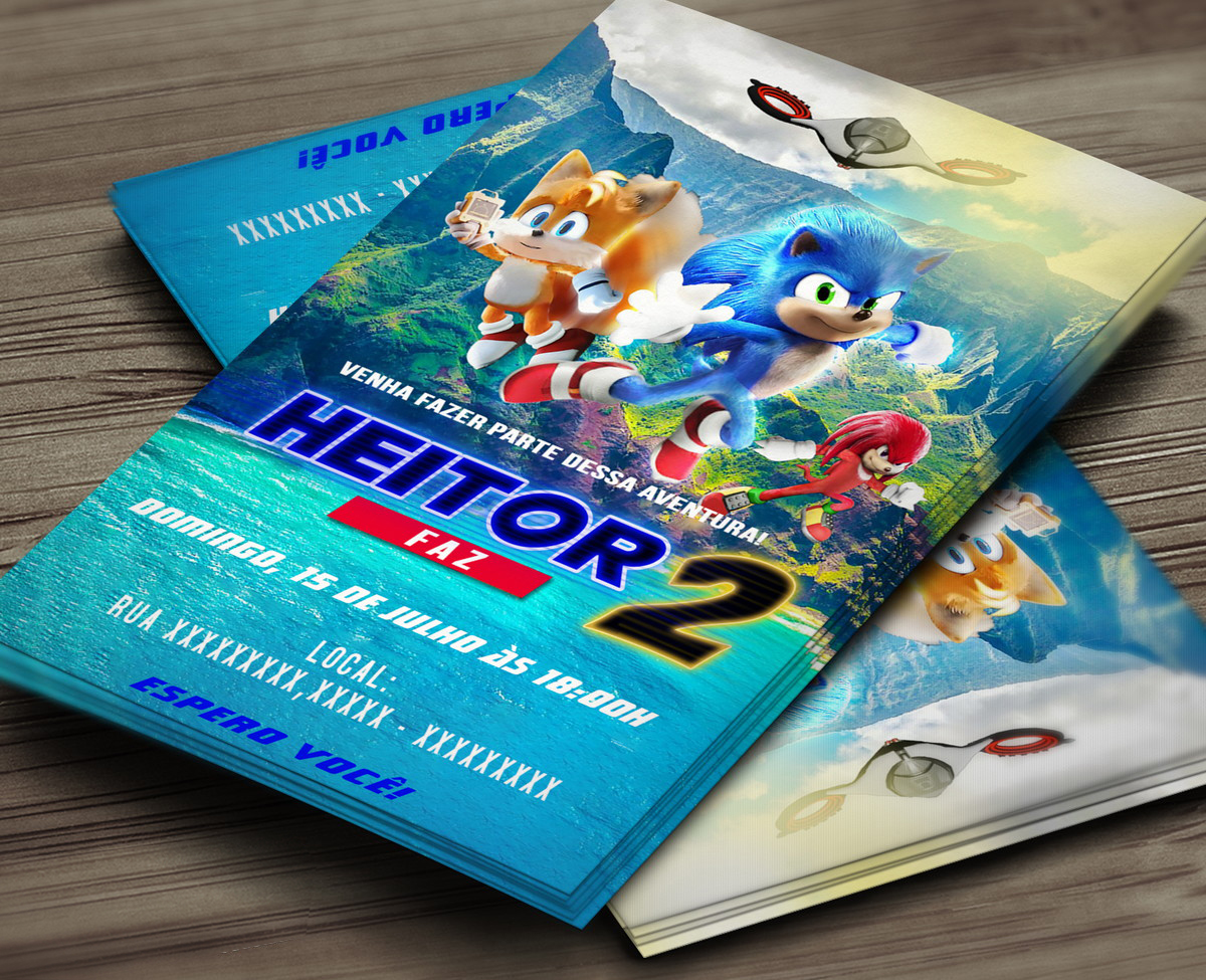 Convite Aniversário Sonic - Arte Digital
