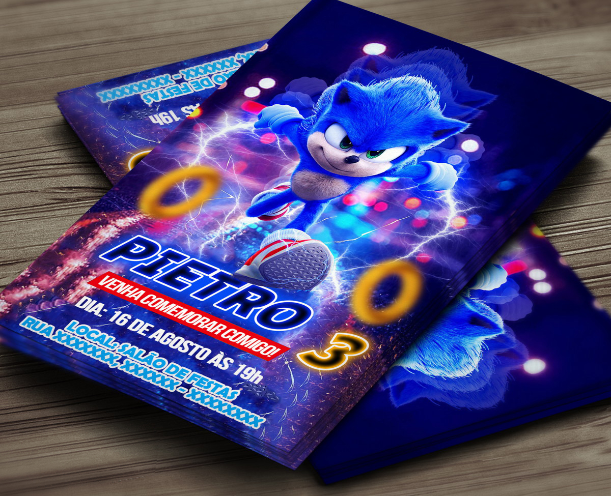 Convite Digital Sonic o Filme