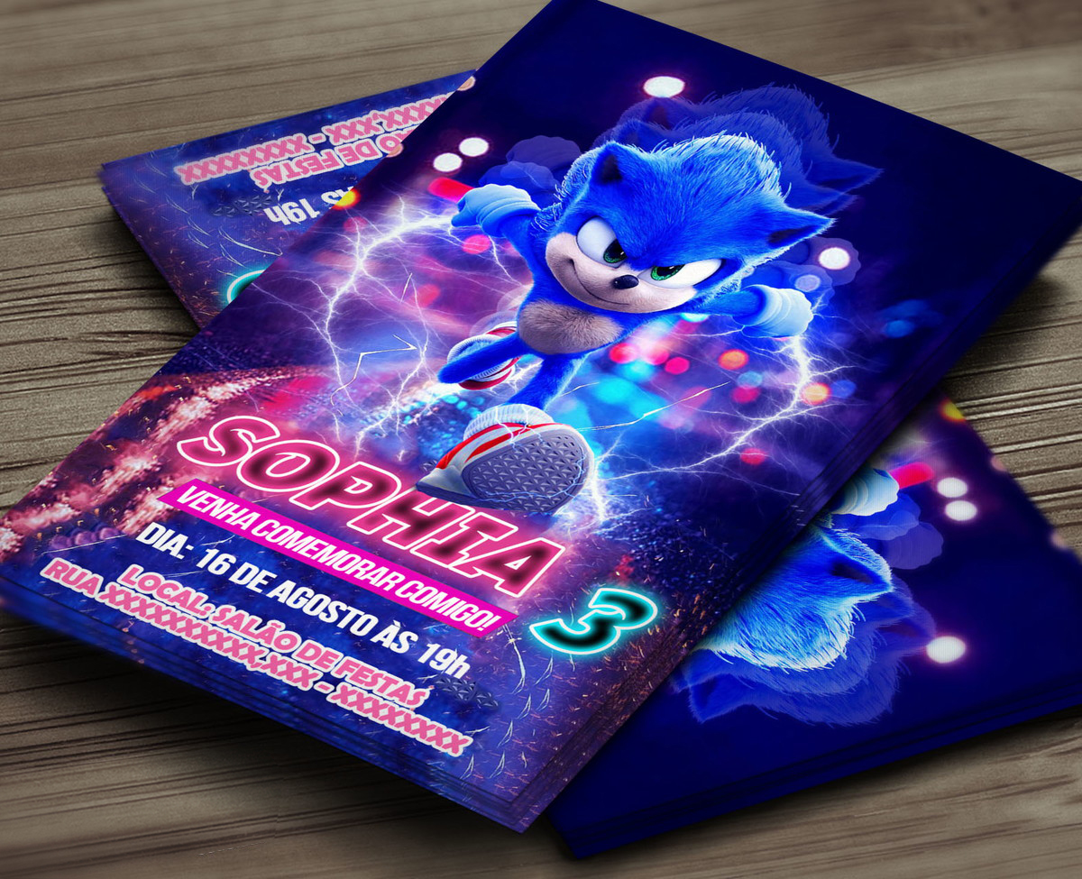Convite Digital Sonic  Festas de aniversário do sonic, Convites digitais,  Aniversário do sonic