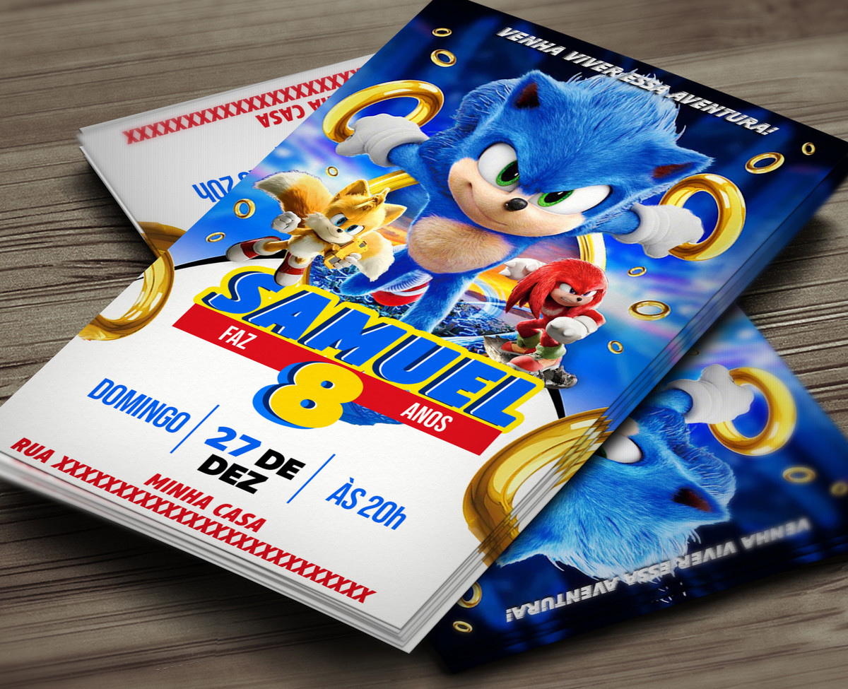Convite Digital Sonic 2 O Filme – Sonic Amarelo – Montando a Sua Festa  Oficial