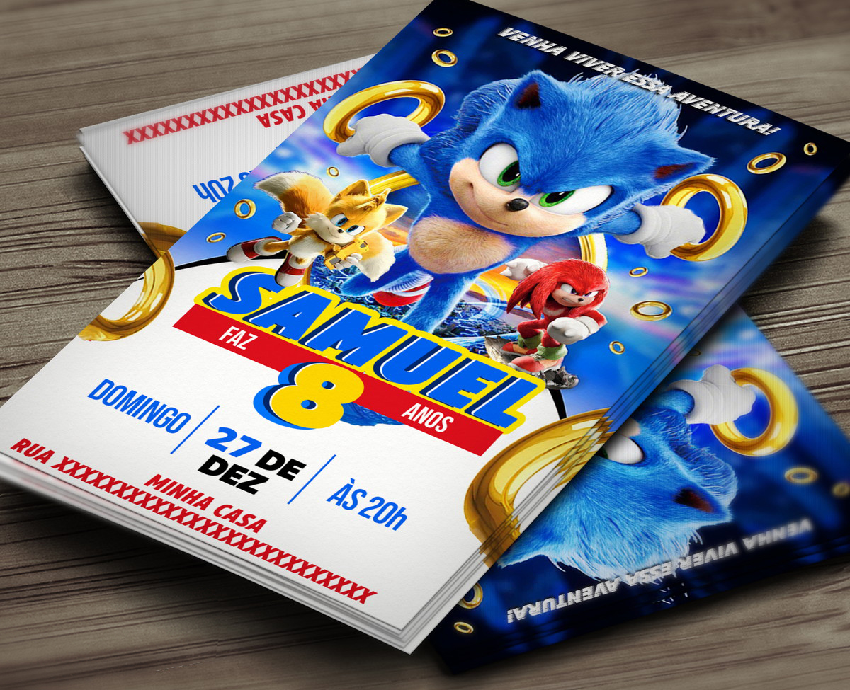 Convite Digital para Aniversário - Sonic - o Filme 2