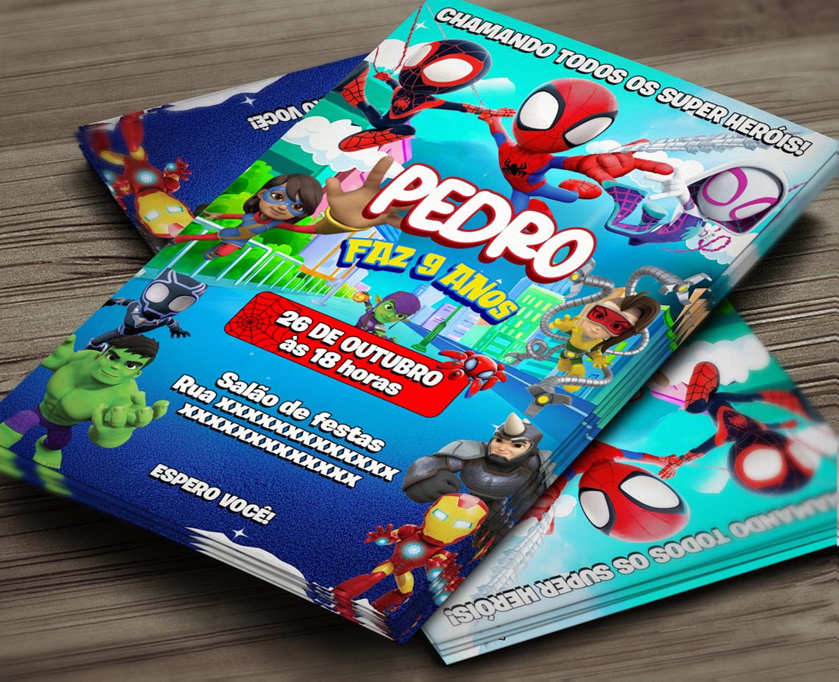 Convite Digital Spidey e Seus Amigos Espetaculares