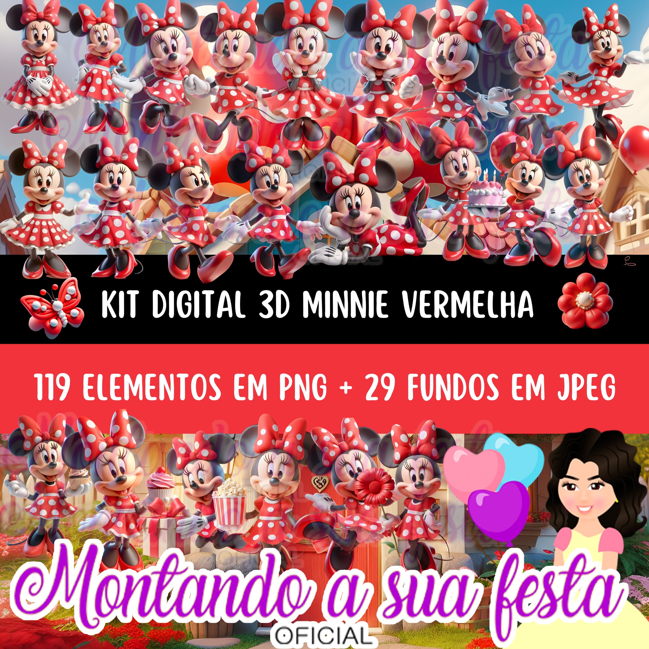 3D Minnie Vermelha