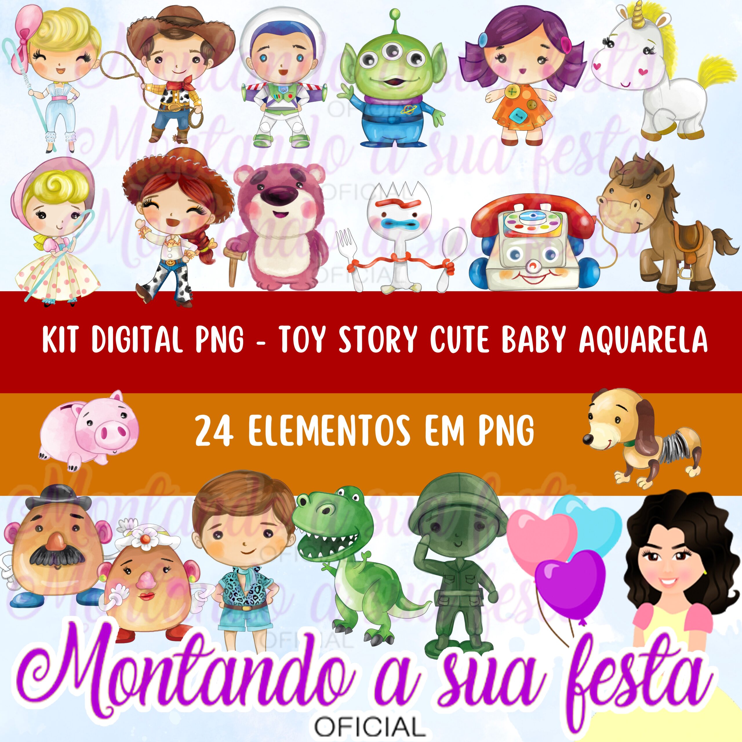 Kit Digital PNG - Toy Story Cute Baby Aquarela