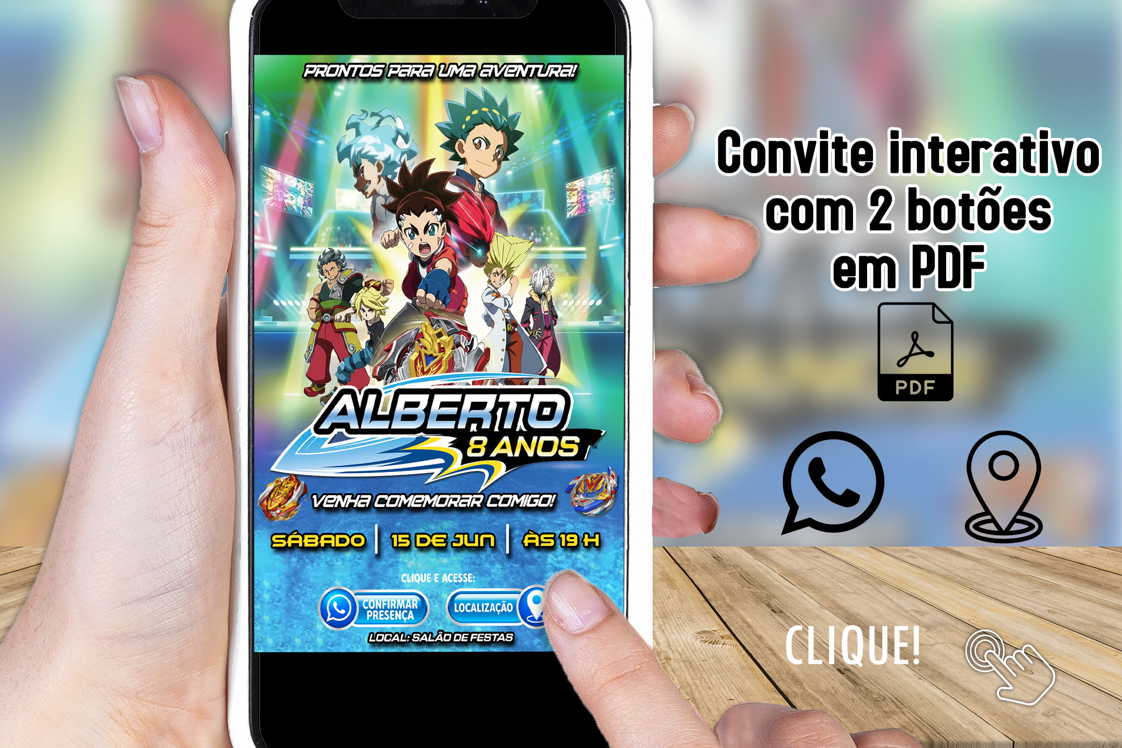 Convite Digital Interativo Beyblade