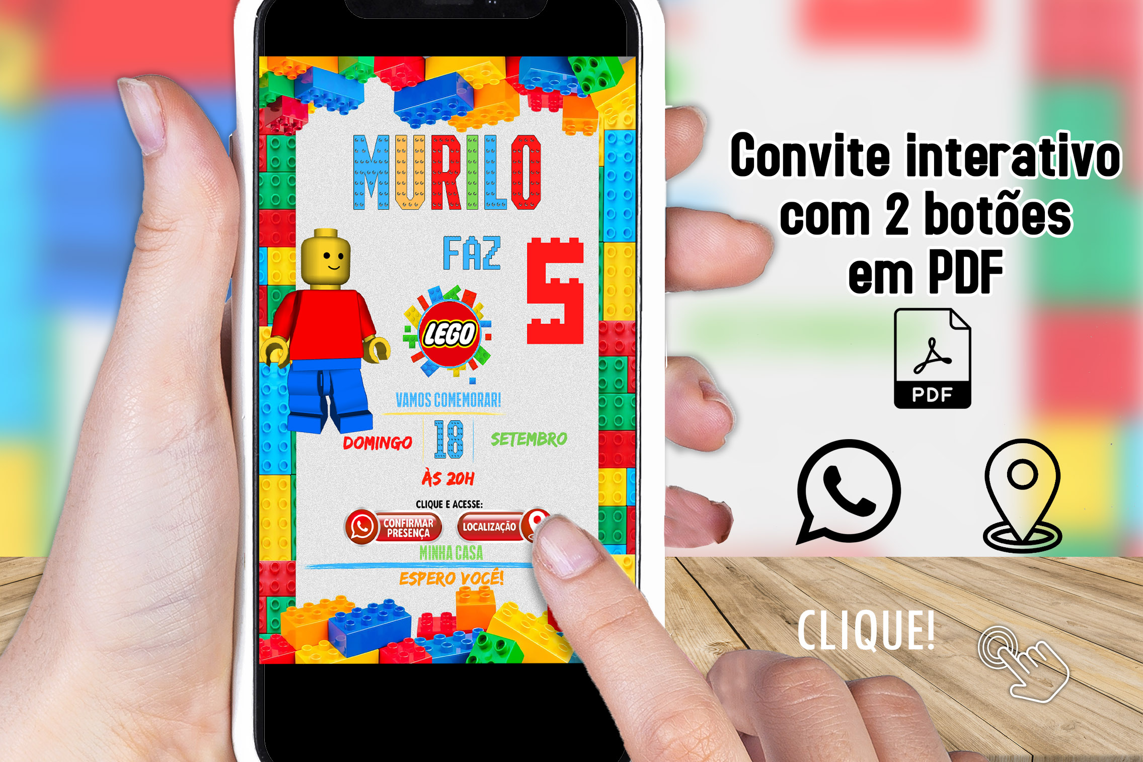 Convite Digital Interativo Lego