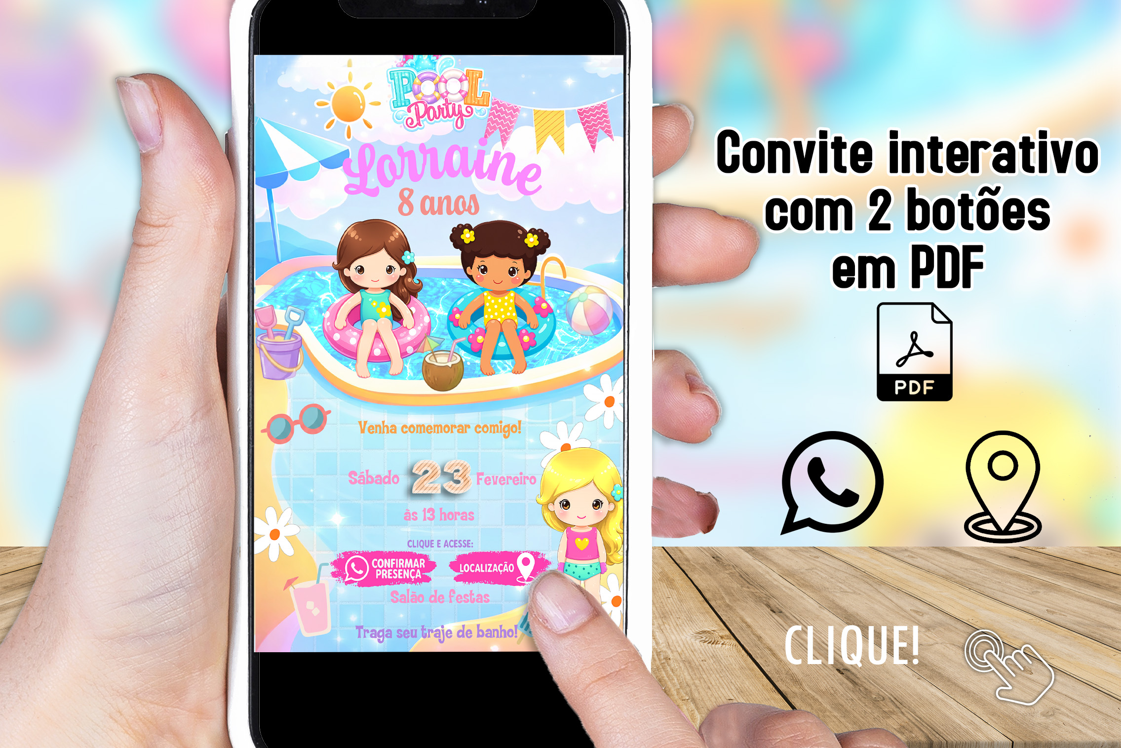 Convite Digital Interativo Pool party