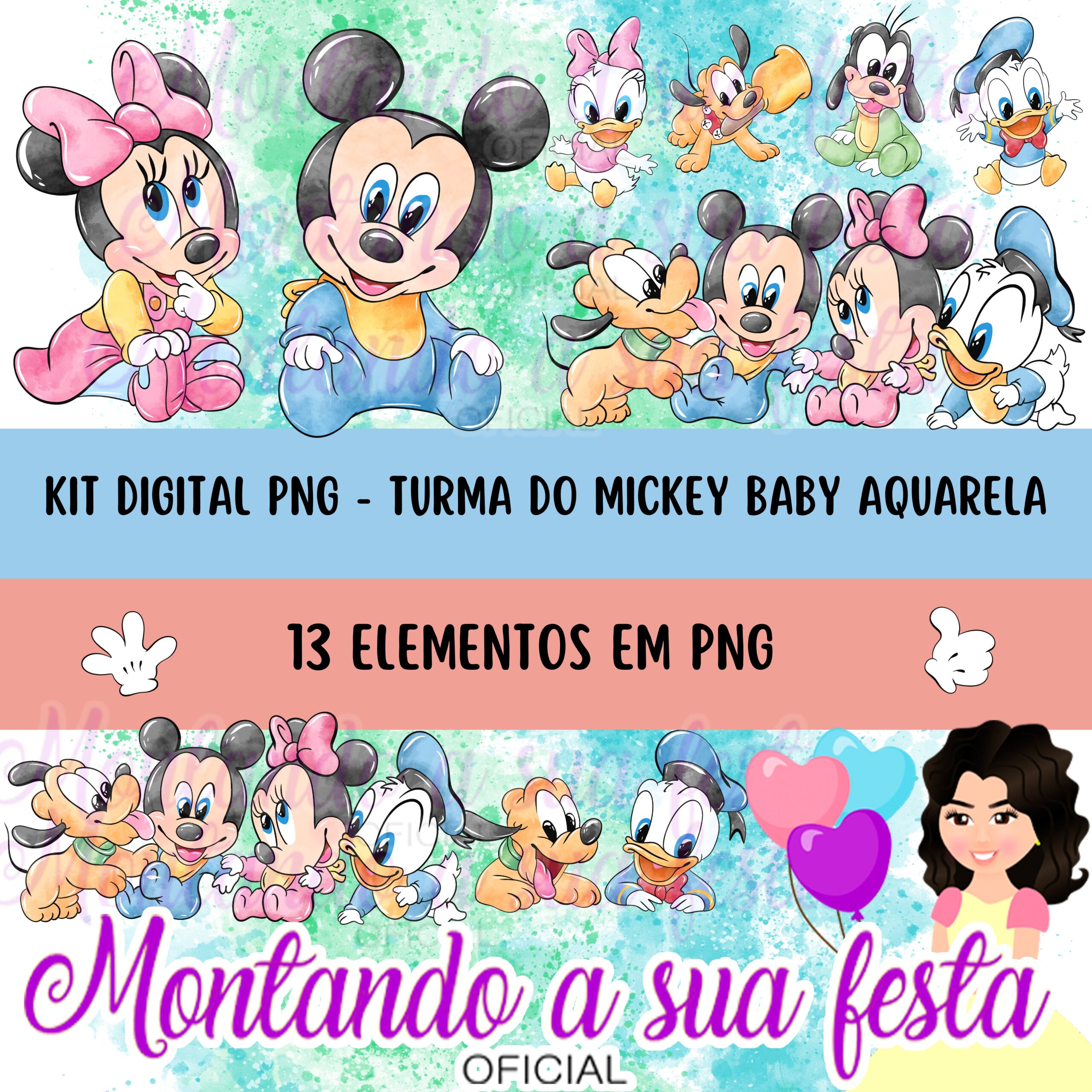 PNG - Turma do Mickey Baby Aquarela