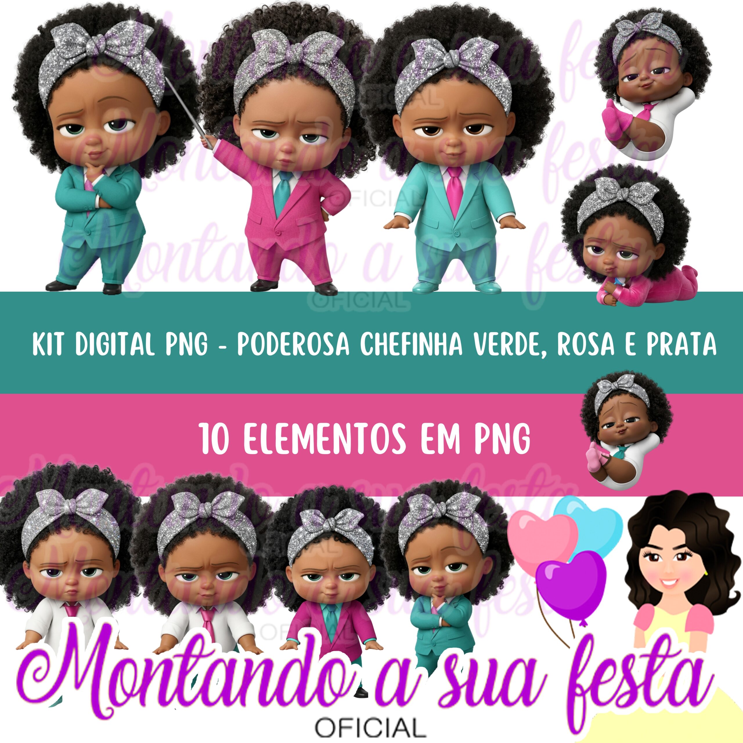 PNG - Poderosa Chefinha Verde, Rosa e Prata