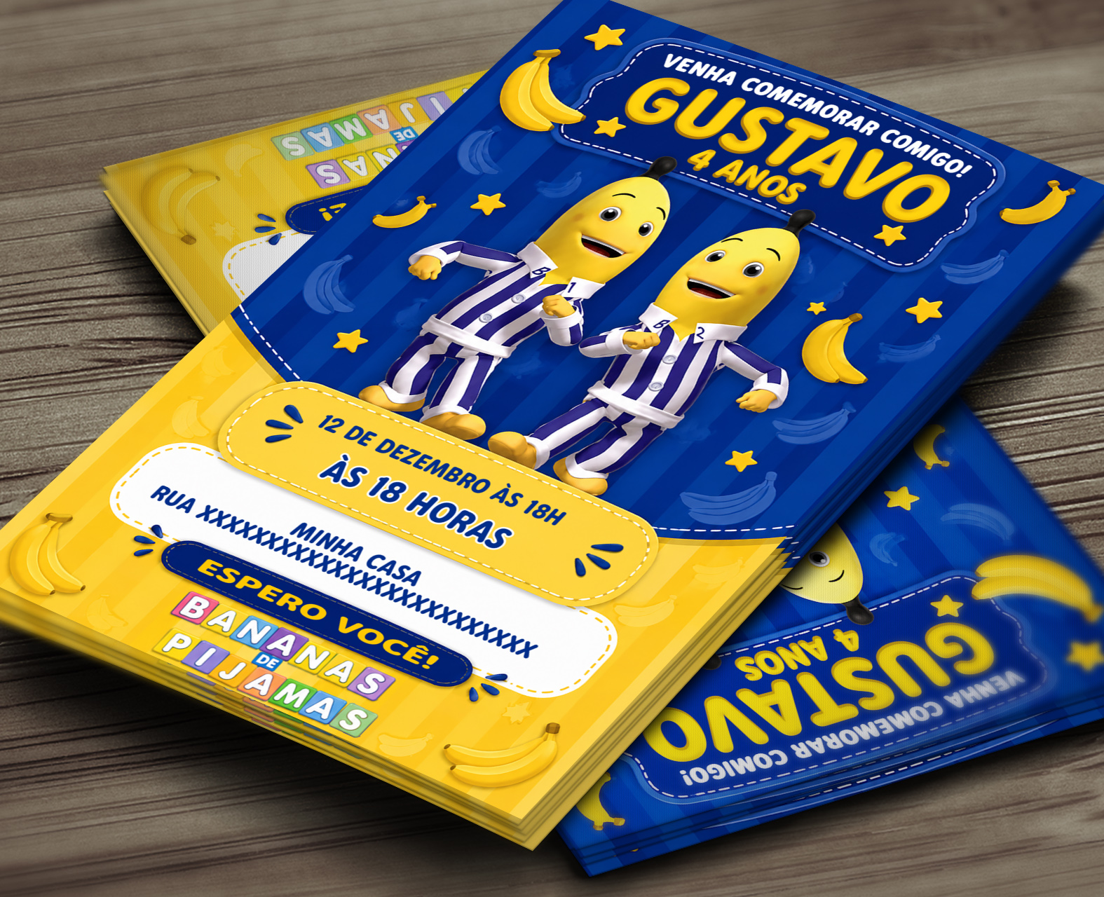 Convite Digital Bananas de Pijamas