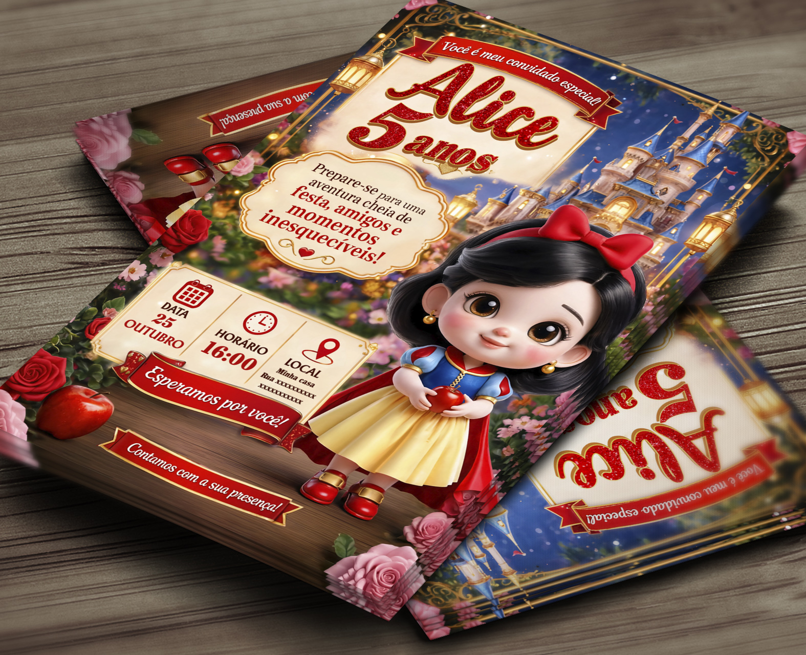Convite Digital Branca de neve baby cute 2
