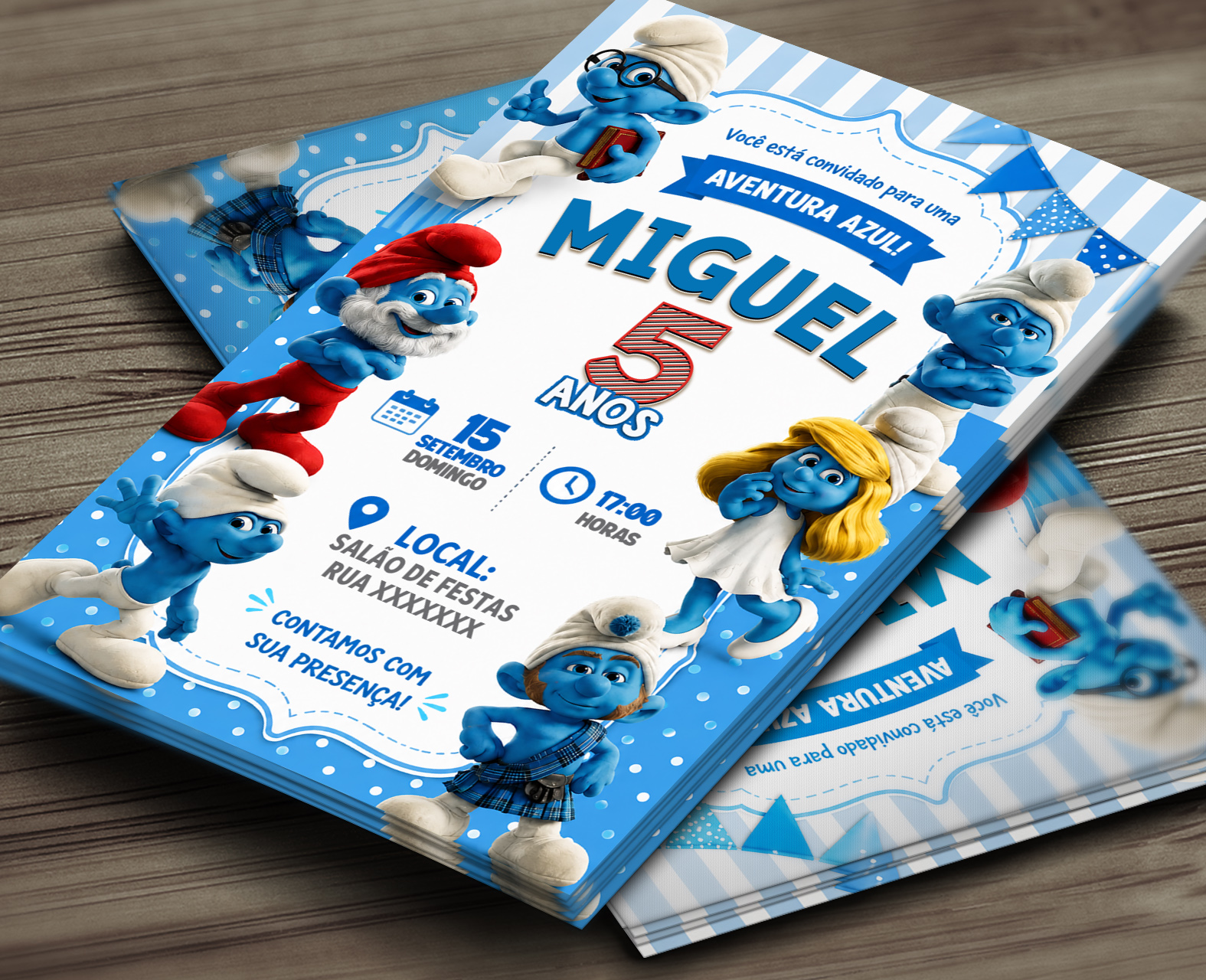 Convite Digital Os Smurfs 3