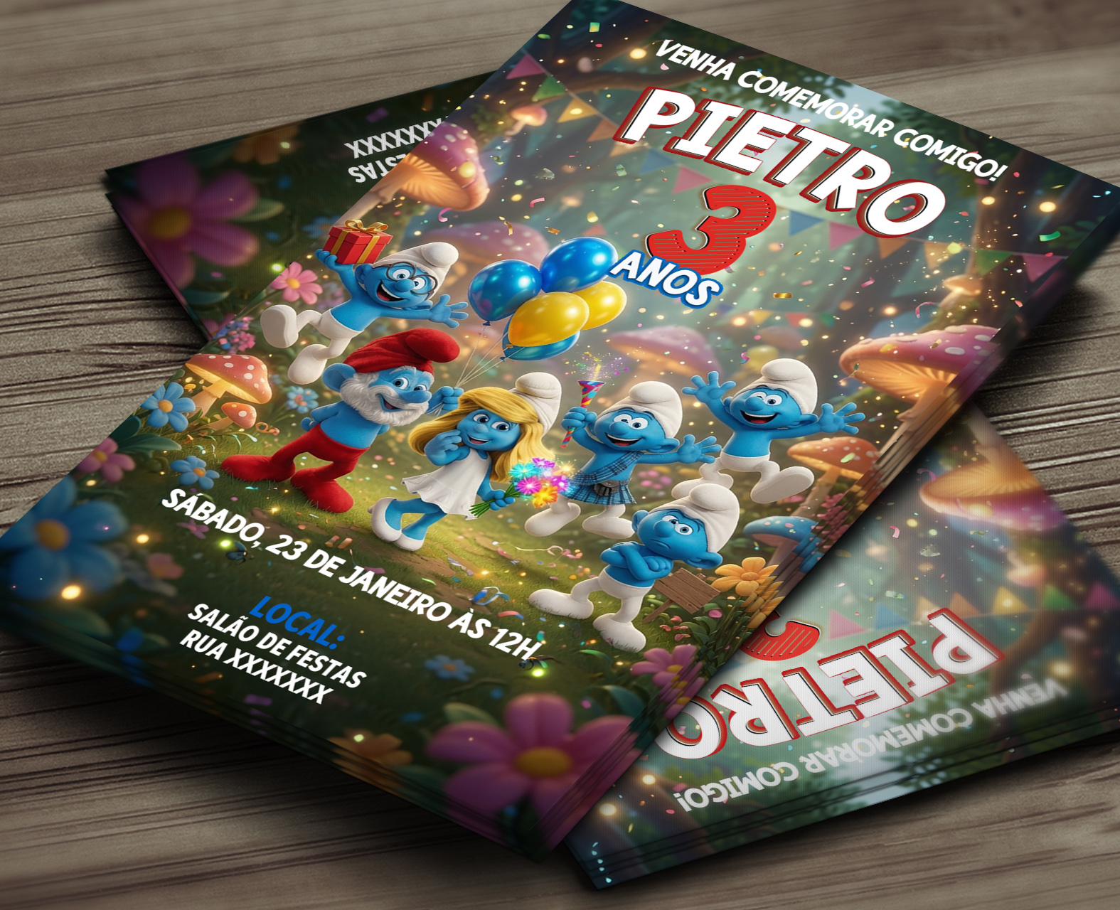 Convite Digital Os Smurfs 4