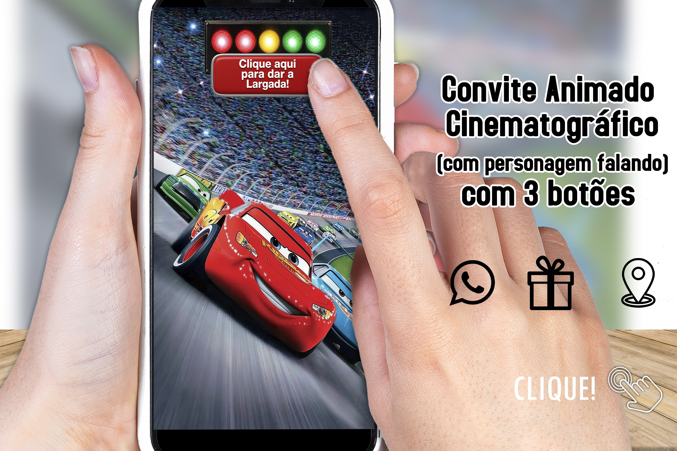 CONVITE ANIMADO CINEMATOGRAFICO CARROS RELAMPAGO MACQUEEN