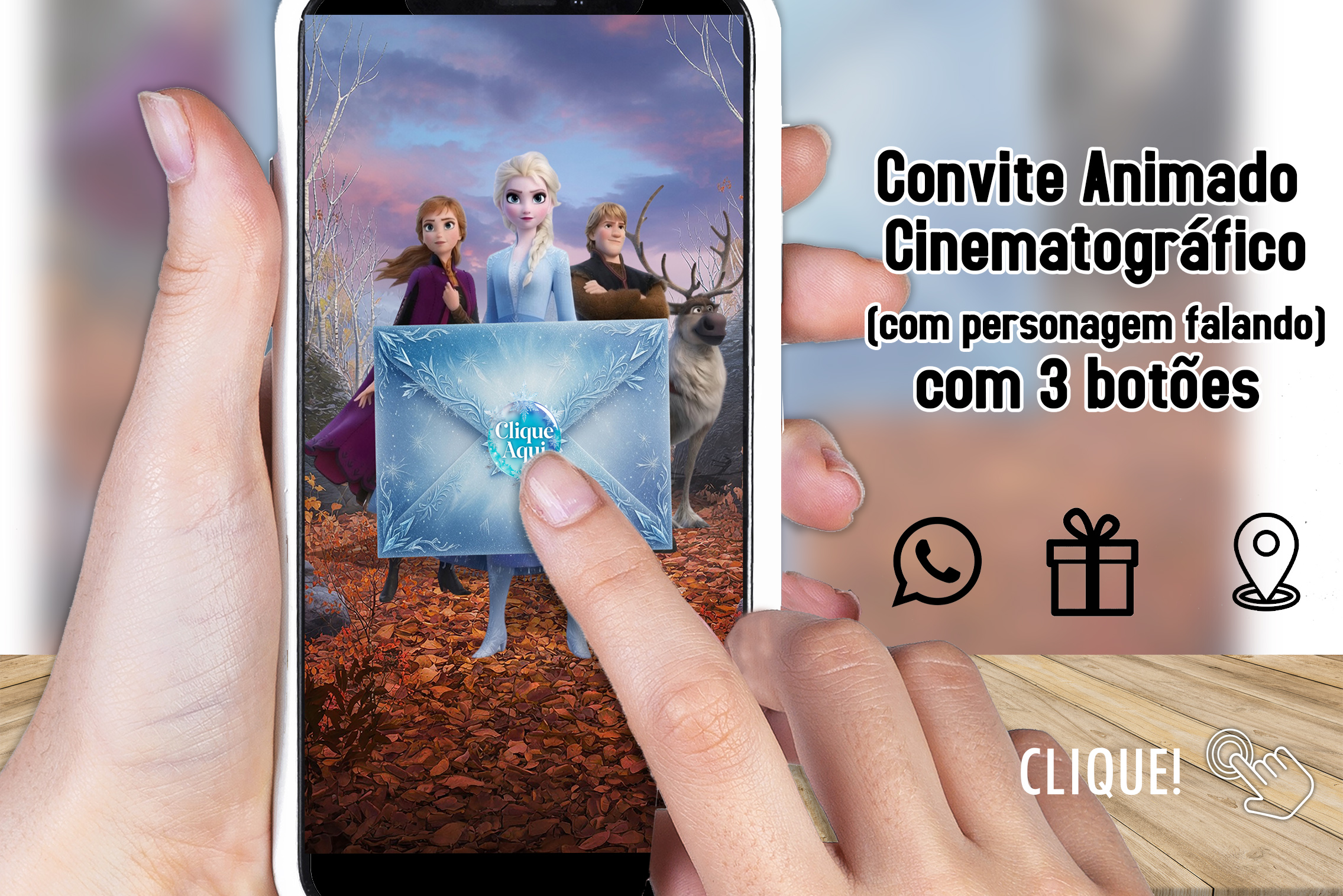 CONVITE ANIMADO CINEMATOGRAFICO FROZEN