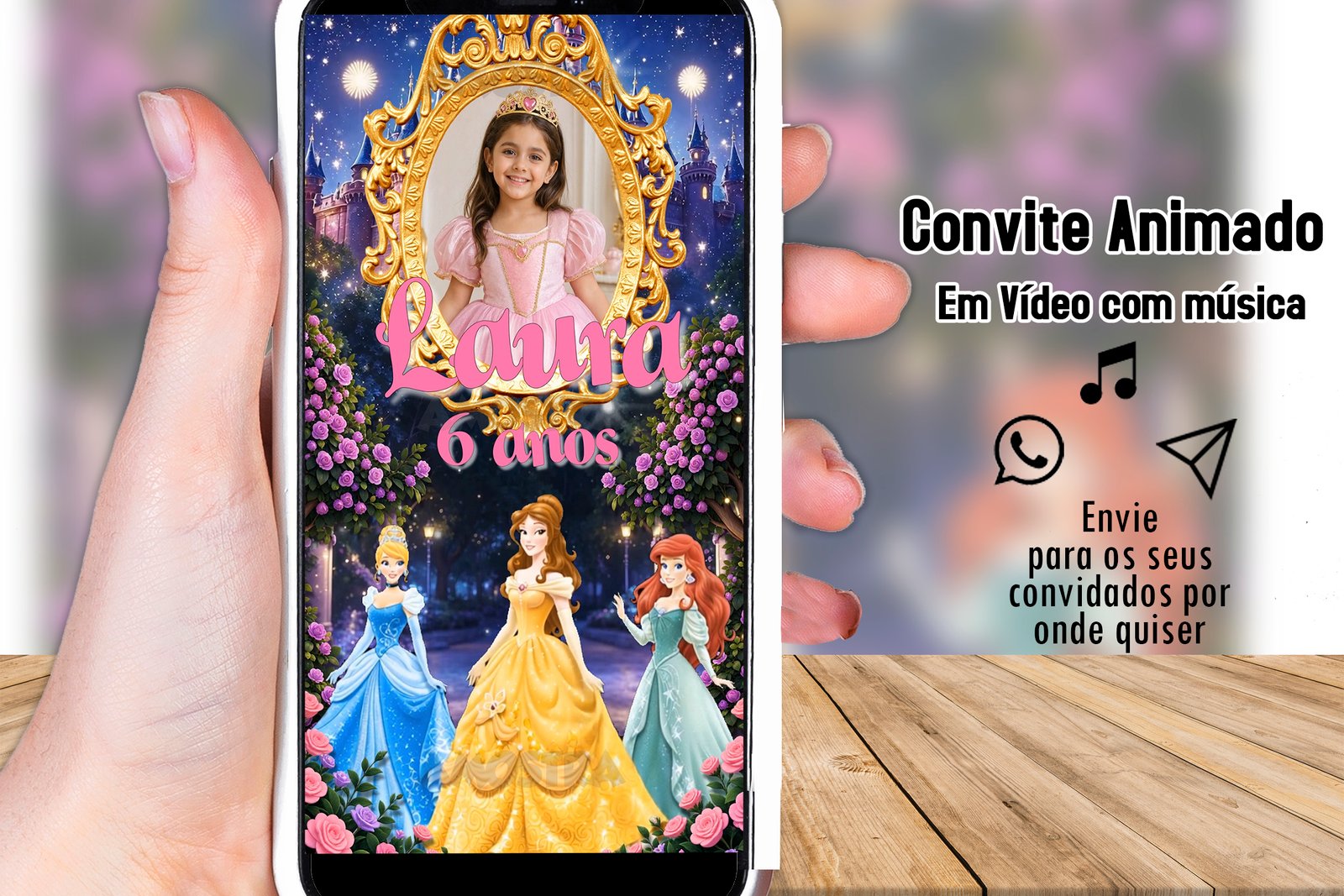 Convite animado Princesas disney